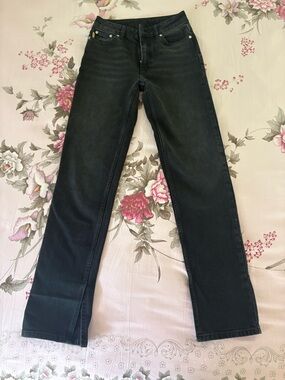 Ganni Women's Straight Jeans in Washed Black